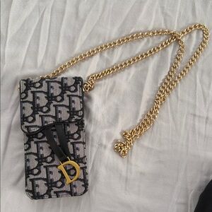 Designer Monogram Phone Case with Gold Chain